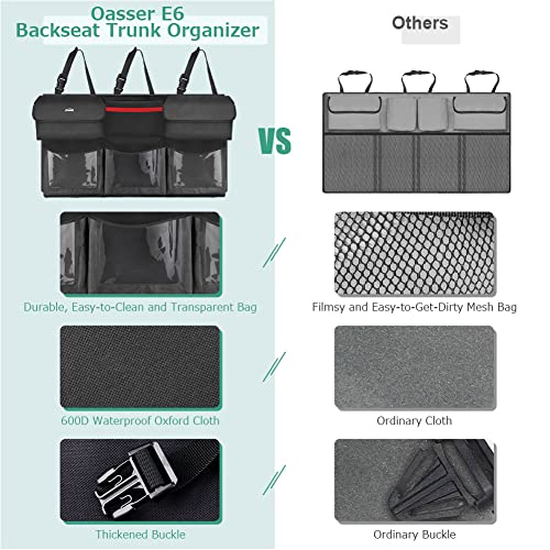 Oasser Trunk Organizer for Car, Hanging Car Organizer with 6 Large Pockets 3 Adjustable Straps 43.3x19 Inch - size: Regular-43.3x19in
