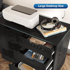 5-Drawer Wood Drawer Cabinet, Office Storage Cabinet with Adjustable Shelf & Wheels, Printer Stand for Home Office, Black, 15.7" D x 30.7" W x 25.4" H - color: Black