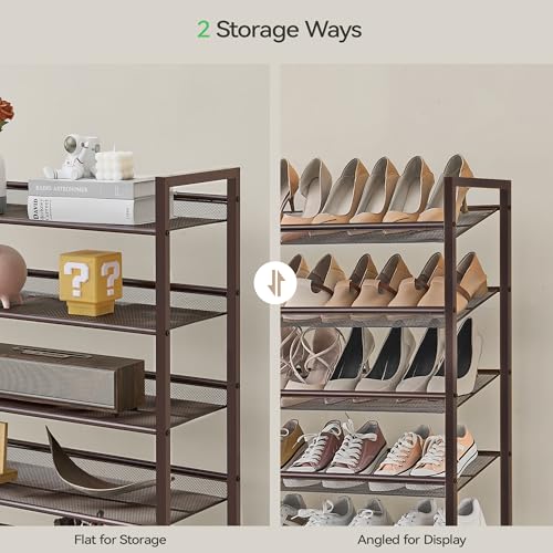 Nunsino Shoe Rack, Long Shoe Organizer,Max Holds 62 Pairs,10 Tier Metal Shoe Storage Shelf,5-Tier Stackable Shoes Organizer for Garage, Entryway,Bronze - color: Bronze, size: 10 Tier