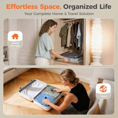 Nicetree 9-Pack Vacuum Storage Bags with Rechargeable Wireless Pump, 3 Sizes (20/24/28 Inch) Travel Vacuum Seal Bags for Clothing, Bedding & Seasonal Storage, Space Saver for Luggage - style: 9 Combo Set