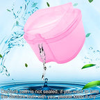 Denture Bath Case Denture Soaking Cup with Brush, Denture Holder Case Retainer Cleaning Case False Teeth Storage Box for Travel and Daily Use - color: Light Pink