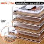 HeZone Paper Organizer, 2 Tier Stackable A4 Size Acrylic Letter Tray, Office/Home/School Organization - Clear - style: 2-layer horizontal tray