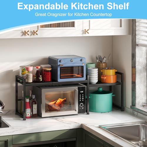 44.3 Inches Expandable Metal Storage Shelves,150LBS Heavy Duty Shelving Units and Storage For Appliance,Adjustable Utility Organization and Storage Shelf Rack For Kitchen Cabinet Closet Garage Pantry - size: 1 Tier：11.8"D x 44.3 "W x 16.3"H