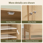 Iwell Storage Cabinet, Rattan Cabinet with Adjustable Shelf, for Living Room, Entryway, Kitchen, Home Office, Nature - color: Natural