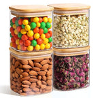 ComSaf 0.7 Qt Glass Food Storage Jars Set of 4, Clear Glass Storage Containers with Lids, Pantry Organization Jar, Spice Jar, Blooming Tea, Coffee and Sugar Container, Small Canister Set for Kitchen - size: 0.7Qt*4