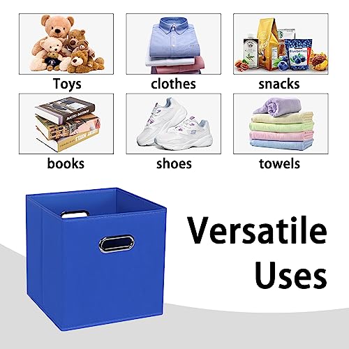 Black Foldable Storage Cubes Bins , Fabric Storage Box Cubes Organizer Baskets with Dual Handles for Home Organizer (Dark Blue) - color: Dark Blue, size: 1 Pack
