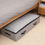 AMJ Large Sturdy Underbed Storage Box with Zip Lid, Rigid Sturdy Plastic Board inside, Handles on all sides, Dark Gray - color: Dark Gray, size: 35.5 x 16.5 x 7“