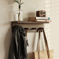 Entryway Coat Rack Hooks with Shelf, Sturdy Wooden Floating WallOrganizer Shelf with 4 Hooks siutable for Entrance, Mudroom, Kitchen, Bathroom,.etc(Walnut Finish) - color: Walnut Finish