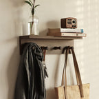 Entryway Coat Rack Hooks with Shelf, Sturdy Wooden Floating WallOrganizer Shelf with 4 Hooks siutable for Entrance, Mudroom, Kitchen, Bathroom,.etc(Walnut Finish) - color: Walnut Finish