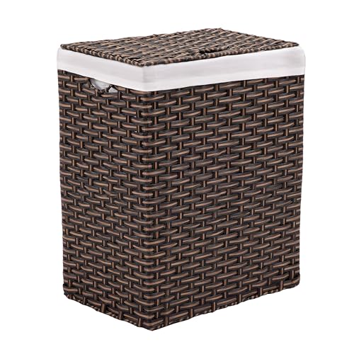 Seville Classics Premium Handwoven Portable Laundry Bin Basket with Carrying Handles, Household Storage for Clothes, Linens, Sheets, Mocha Brown, Rectangular Hamper - color: Mocha Brown, size: Rectangular Hamper (1-Pack)