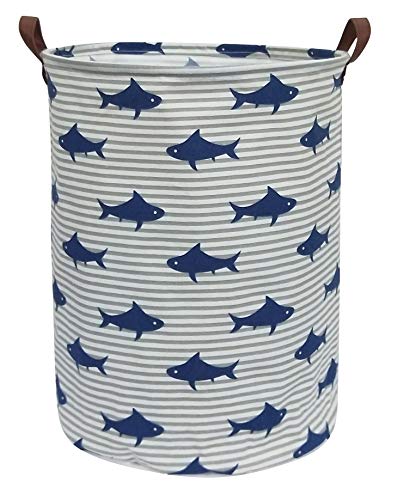 CLOCOR Kids Laundry Basket,Shark Toy Storage Bins,Baby Clothes Hamper,Round Gift Basket with Handles for Bedroom Nursery,Toddler Room Decor (Shark) - color: Shark