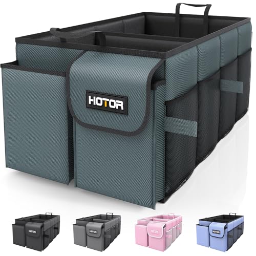 HOTOR Trunk Organizer for Car - Car Organizer, Foldable Trunk organizer for SUVs & Sedans, Sturdy Car Organization for Car Accessories, Tools, Sundries, Deep Teal, 2 Compartments, 21.3"×12.6"×10.6" - color: Gray-green, size: Medium (2 Compartments)