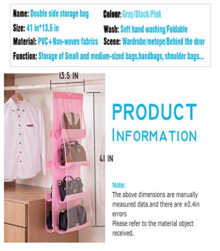 AARAINBOW 1 Pack Hanging Handbag Purse Organizer for Closet, Womens Purse Storage Organizers, Hand Bag Organizer Holder, 8 Pockets Space Saving Wardrobe Purse Holder, 41 L x 13.5W (B-Pink) - color: B-Pink