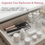 12 Pack Large Drawer Organizer Bins - Clear Plastic Bathroom Drawer Organizer Trays - Heavy Duty Kitchen Drawer Dividers for Utensils - Non-Slip Storage Bins for Makeup, Bedroom, Office Desk - size: 12 Pack