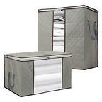 Szxc 2 Pack Foldable Large Storage Bags - Horizontal + Erect for Comforter Blanket Quilt Clothes Pillow, Clear Window & Handles, Closet Under Bed Organizer - size: Extra Large (Horizontal + Erect), style: Set of 2