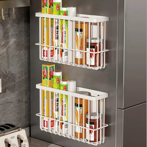3 Piece Kitchen Cabinet Door Storage Box,Self Adhesive Wall Mounted Storage Boxes,Wardrobe/Bathroom/Refrigerator Small Items Organizer Storage Box (White3) - color: White3