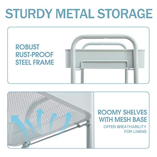 TOOLF 3-Tier Rolling Cart - Metal Utility Storage Organizer with Lockable Wheels, 33 lbs Per Shelf, Tool-Free 5-Min Assembly, for Kitchen Bathroom Office Nursery Craft Room, Green - color: Green, size: 3-Tier