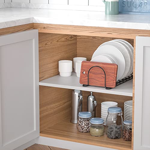 JAQ Pan Organizer Rack for Cabinet, Pot Lid Holder & Baking Sheet Organizer, Plate and Cutting Board Rack for Kitchen Countertop or Cabinet (2 Pack, Black) - color: Black/2 Pack