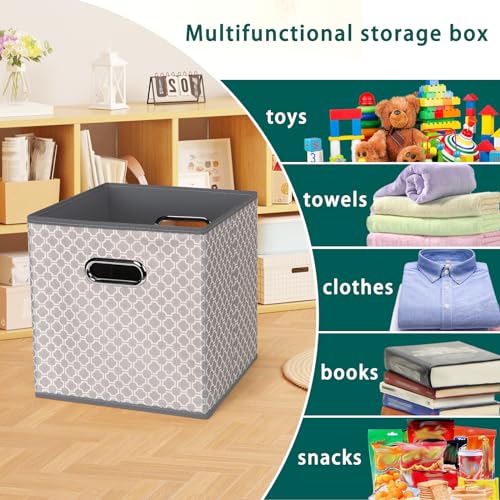 Fabric storage bins Cubes, Fabric Cube Organizer with Handle, Foldable Cube Bins for Cloth or Accessary Storage, 11x11x11, Set of 3, (Light Grey) - color: Light Grey, size: 3 Pack