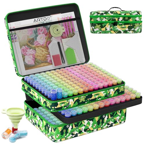 ARTDOT 420 Slots Storage Container for Diamond Painting Kits for Adults,Portable Diamond Painting Storage Box with Accessories and Tools - color: Green, size: XX-Large