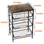 NiuYichee 4-Layer Fruit Basket Kitchen Food Organizer and Rack, Stackable Storage Cart with Desktop, Pull-Out Hollow Metal Basket, Sliding Out Storage (Black 4-Layer Rack) - color: Black 4-layer Rack