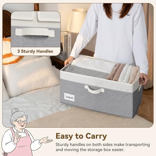 GRANNY SAYS Decorative Storage Boxes with Lid, Large Storage Bins with Double-Open Lid, Fabric Storage Basket for Clothes, 63L Closet Linen Storage Bin, White&Gray, 2-Pack - color: Dark Gray&Ivory, size: Extra Large - 2 Pack