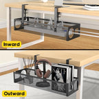 Under Desk Cable Management Tray No Drill 15.1’’, Metal Mesh Cable Management Box with Hybrid Side Slots Cable Raceway,Adjustable Cable Tray with Wire Management for Office Home,1 Pack (Black) - color: Black