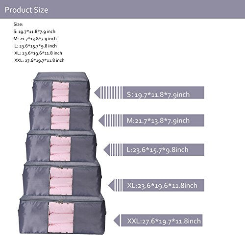 Comforter Storage Bags Containers,Pillow Beddings/Blanket Clothes Organizer Storage Containers With Zippers,Breathable and Moistureproof. (Grey 2pcs, L) - color: Grey 2pcs, size: L