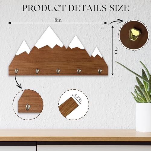Snow Mountain Design Wooden Key Holder - Wall Mounted Key Holder Rack Organizer Hanger with 5 Hooks for Wall Express Love Art Decor for Entryway Front Door Hallway Office(4 x 8 inch) - A02 - color: Snow Mountain