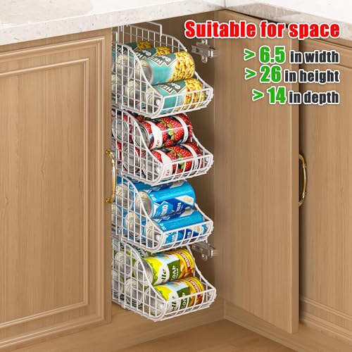 Can Storage Organizer Pantry, Stackable Kitchen Canned Food Holder With Handles, Can Organizer For Pantry Countertop Cabinet, Beverage Drink Pop Soda Can Dispenser Patent Pending (White, 4 Pack) - color: White, size: 4 Pack