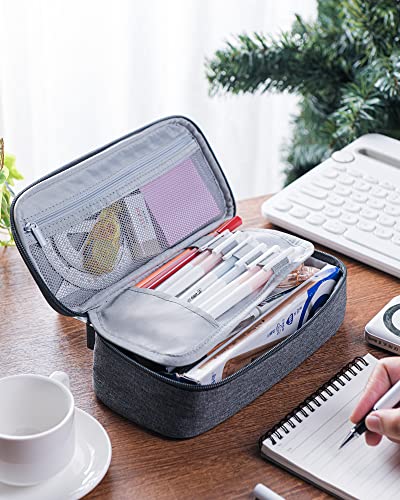 YOKUMA Pencil Case,Large Capacity Pencil Pouch,Aesthetic Zipper Pencil Box, Back to School Supplies for College Student Teen Adults,Travel Essentials,Electronic Cable Organize - color: Blue