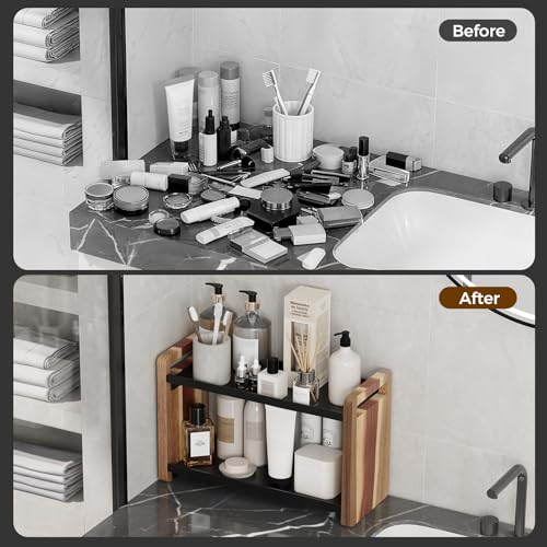 Bathroom Counter Organizer,Bathroom Counter Shelf,Bathroom Organizers,Under Sink Organizer,Cologne Organizer For Men,Cologne Cabinet,Spice Rack Organizer for Cabinet,Gifts(Brown 2 Tier) - color: Brown 2 Tier