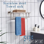 KOKOSIRI Towel Shelf with Double Towel Bars 16 Inches Bathroom Towel Rack Towel Holder Wall Mounted Stainless Steel, Brushed Nickel, B6005BR-L16 - color: Brushed Steel, size: 16 Inch