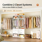 79"H Closet System, 2-8.2FT Metal Closet Organizer with 4 Expandable Hanging Rods, Walk In Closet Organizers and Storage, Clothes Closet with 5 Hanging Zones, 2 Drawers, 2 Shelving Towers