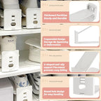Shoe Slots Organizer, Adjustable Shoe Stacker Space Saver, 3Levels Adjustable - color: White