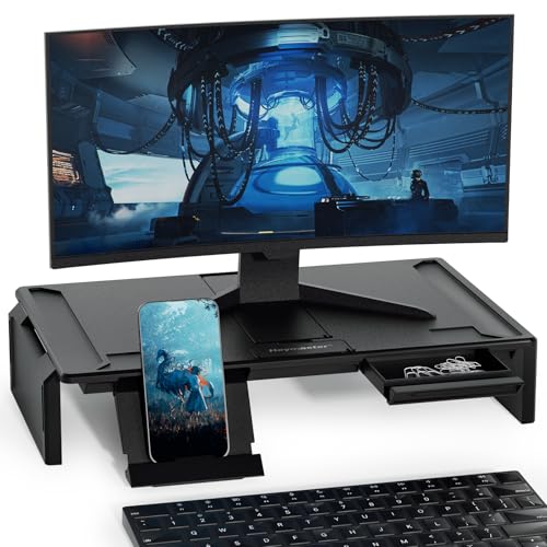Heymaster Ergonomic Monitor Stand Riser, Laptop Stand Foldable Muti-Angle Adjustable Portable Foldable Stand with Heat-Vent Compatible with MacBook, Air, Pro, Surface Laptop (9-17 inches) (Black) - color: Black