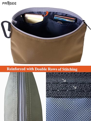 Tool Pouch Zipper Small Tool Bag Pouches Organizer Bag with Metal Carabiner, Nylon 1680D Heavy Duty for Wrenches, Screwdrivers, Pliers, Stationery & Office Supplies Pack of 1,Khaki, 11 Inch - color: 1 Pack, 11" Khaki