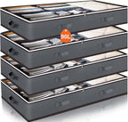 90L Under Bed Storage Containers, Closet Organizers and Storage Bins, Foldable Underbed Storage Bags for Blankets, Towels, Comforter, Sweaters, Linen Sheets, Wrapping Paper (Grey, 4 Pack) - size: 4 Pack