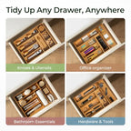 Carbonized Bamboo Kitchen Drawer Organizer, 8 Slots Silverware Organizer, Utensil Holder & Cutlery Tray, 2.2" Deep for Extra Capacity, Non-Slip Feet Included - size: 8 Slots