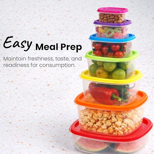 ARSUK 14PCS Nesting Plastic Food Storage Container Set with Airtight Leakproof Lids (7 Lids & 7 Containers) - Space Saving, BPA-Free Stackable Kitchen Storage - Freezer Safe & Microwavable - color: 7 PCS