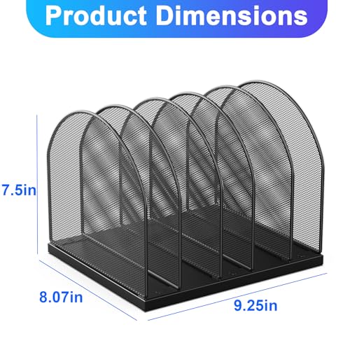 gianotter Desktop File Organizer, Desk Organizer with 5 Compartments, Paper Organizer for Desk, Workspace Organizers for Office Supplies (Black, Upright Style) - color: Black, size: Upright Style