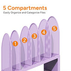 5-Section Desk File Organizer, Metal Mesh Folder Organizer for Documents, Mail & Office Papers (Purple) - color: Purple