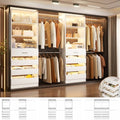 Aheaplus Closet System, 6-15Ft Closet Organizer with 8 Wooden Drawers, Wood Closet Organizer System with Tower, Walk-in Closet Organizer Wardrobe Clothes Rack with 4 Hanging Rods, Garment Rack, White - color: White