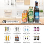 Soda Can Dispenser for Refrigerator - 3 Row Automatic Pusher Glide, Fridge Bottle Rack Drink Organizer, Self-Pushing Width Adjustable Beverage Storage Holds Up to 12 Cans (12.2inch, White) - size: 12.2 inch