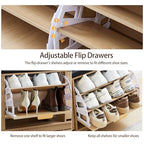 Fluted 3-Tier Entryway Shoe Bench with Drawers and Adjustable Shelves, 43.3'' Wide Shoe Storage Bench with Cushion Seat for Entrance, Hallway, Living Room, End of Bed - Natural - size: Drawer-natural