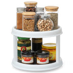 2 Tier 10" Turntable Lazy Susan Spice Organizer - Rotating Seasoning Rack for Pantry Cabinet Kitchen Countertop, Table Top Organizing - Multiuse Two Tier Rotating Organization Rack Spinner - size: 10inch - 1 Pack