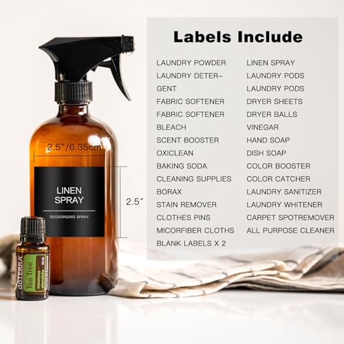 HVSWLY Minimalist Laundry Room Labels，30 Matte Waterproof Labels for Jars Spray Bottles and Detergent Dispensers, Preprinted Laundry Room Organization Labels Set(Black), Large, TCD-87