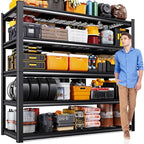 72" H Heavy Duty Garage Shelving 5-Tier Storage Shelves, Adjustable Metal Shelving Unit, Utility Garage Organizer Shelf for Basement, Pantry, Warehouse, Supermarket, 59" W x 19.7" D x 72" H - size: 5-Wire-19.7"Dx59"Wx72"H