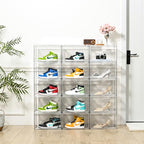 Clear Shoe Organizer,Stackable Shoe Display Case,Shoe Box Storage Bins with Magnetic Door,Fit Shoe Size Up to US 14 (X-Large-1Pack) - size: X-Large-1Pack