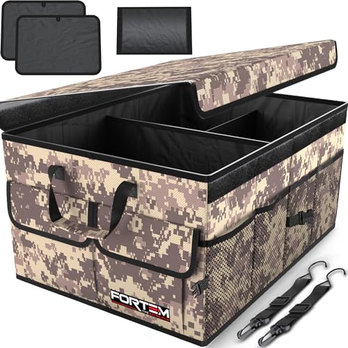 FORTEM Trunk Organizer For SUV Car Trunk Organizer, Foldable Storage, Car Accessories for Women Men, Collapsible Bag, Perfect Christmas Gifts, 600D Oxford, Non Slip Bottom, Straps, Soft Cover (65L) - color: Desert Camo, size: Large (65L)